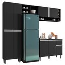 Ver imagem 1 de Cozinha Compacta Julieta Balcão 3 Portas + Paneleiro 4 Portas Preto - Bela Móveis