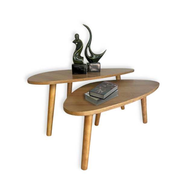 Conjunto Mesa de Centro Orgânica Wood Paris