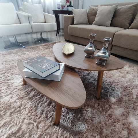 Conjunto Mesa de Centro Orgânica Wood Paris