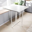 Ver imagem 1 de Mesa Quadrada Industrial 70cm Branca Tampo Madeira Branco