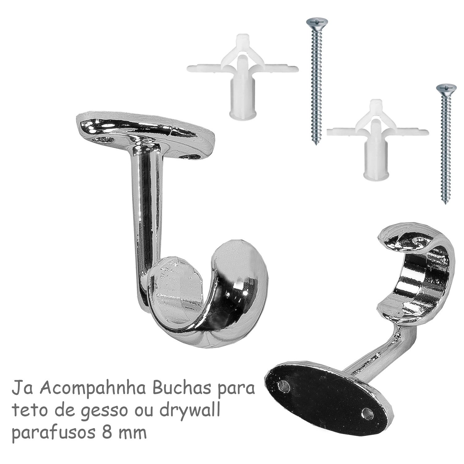 Kit Varão de Cortina 2,8 Metros 28mm Suportes de Metal Teto Resistente - 5