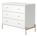 Ver imagem 6 de Cômoda 3 Gaveta e Mesa Cabeceira 2 Gaveta Jasper - Branco com Dourado