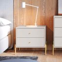 Ver imagem 3 de Cômoda 3 Gaveta e Mesa Cabeceira 2 Gaveta Jasper - Branco com Dourado