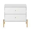 Ver imagem 5 de Cômoda 3 Gaveta e Mesa Cabeceira 2 Gaveta Jasper - Branco com Dourado