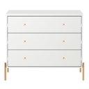 Ver imagem 4 de Cômoda 3 Gaveta e Mesa Cabeceira 2 Gaveta Jasper - Branco com Dourado