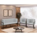 Ver imagem 1 de Kit 2 Poltronas + Sofá 2 Lugares Base de Metal Gold Bouclê Cor:cinza