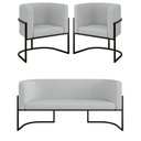 Ver imagem 3 de Kit 2 Poltronas + Sofá 2 Lugares Base de Metal Gold Bouclê Cor:cinza