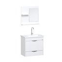Ver imagem 3 de Conjunto Gabinete de Banheiro Suspenso 1 Gaveta com Espelheira e Cuba Roma Branco/Textura