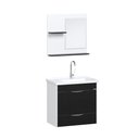 Ver imagem 3 de Conjunto Gabinete de Banheiro Suspenso 1 Gaveta com Espelheira e Cuba Roma Branco/Preto Textura