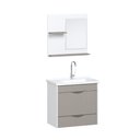 Ver imagem 3 de Conjunto Gabinete de Banheiro Suspenso 1 Gaveta com Espelheira e Cuba Roma Branco/Gianduia
