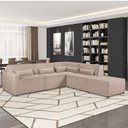 Ver imagem 1 de Sofá de Canto 4 Lugares com Puff 284cm Linho Lutz Yescasa