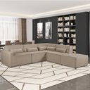 Ver imagem 1 de Sofá de Canto 4 Lugares com Puff 284cm Linho Lutz Yescasa