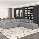 Ver imagem 1 de Sofá de Canto 4 Lugares com Puff 284cm Linho Lutz Yescasa