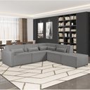 Ver imagem 1 de Sofá de Canto 4 Lugares com Puff 284cm Linho Lutz Yescasa