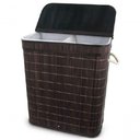 Ver imagem 1 de Cesto Duplo com Tampa em Bambu Escuro 53x60 Cm - Mimo Style - Bm20200