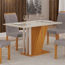 Ver imagem 5 de Conjunto Sala de Jantar Mesa Tampo Vidro/MDP com 4 Cadeiras Miami Yescasa Off White/Freijó/Prata