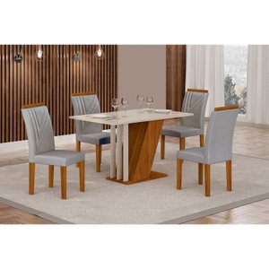 Conjunto Sala de Jantar Mesa Tampo Vidro/MDP com 4 Cadeiras Miami Yescasa