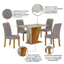 Ver imagem 6 de Conjunto Sala de Jantar Mesa Tampo Vidro/MDP com 4 Cadeiras Miami Yescasa Off White/Freijó/Prata