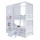 Ver imagem 4 de Treliche Casinha Reta com 02 Janelas Escorregador e Cortina Madeira Maciça Branco Housin