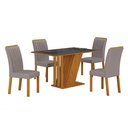 Ver imagem 2 de Conjunto Sala de Jantar Mesa Tampo Vidro/MDP com 4 Cadeiras Miami Yescasa Marrom/Freijó/Chumbo/Prata