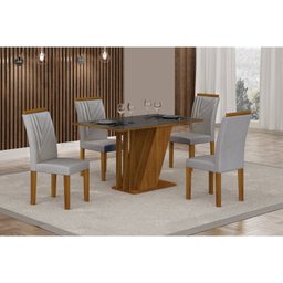 Conjunto Sala de Jantar Mesa Tampo Vidro/MDP com 4 Cadeiras Miami Yescasa - 1