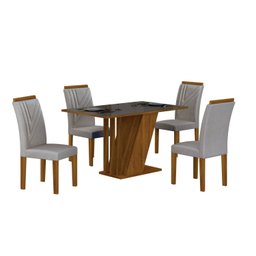 Conjunto Sala de Jantar Mesa Tampo Vidro/MDP com 4 Cadeiras Miami Yescasa - 2