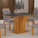 Ver imagem 6 de Conjunto Sala de Jantar Mesa Tampo Vidro/MDP com 4 Cadeiras Miami Yescasa Marrom/Freijó/Chumbo/Prata