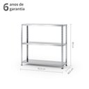 Ver imagem 3 de Estante de Aço Galvanizada 3 Prateleiras Bandejas Multiuso Resistente Dura+ Cinza