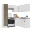 Ver imagem 4 de Cozinha 6 Peças em L com Rodapé e Cristaleira com LED Pérola Yescasa