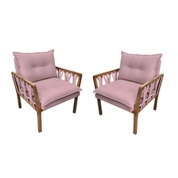 KIT 2 POLTRONAS DECORATIVA LUXO SAFIRA DORA BELA Califónia 0125 Rosa - 1