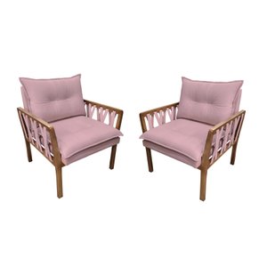 KIT 2 POLTRONAS DECORATIVA LUXO SAFIRA DORA BELA Califónia 0125 Rosa
