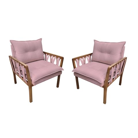 Kit 2 Poltronas Decorativa Luxo Safira Dora Bela Califónia 0125 Rosa