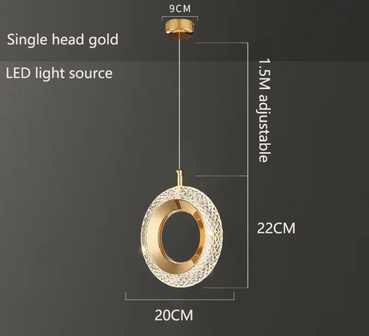 Lustre Pendente Argola Dourada Led 9w 20cm 3000k Bivolt Dcd02188 - 3