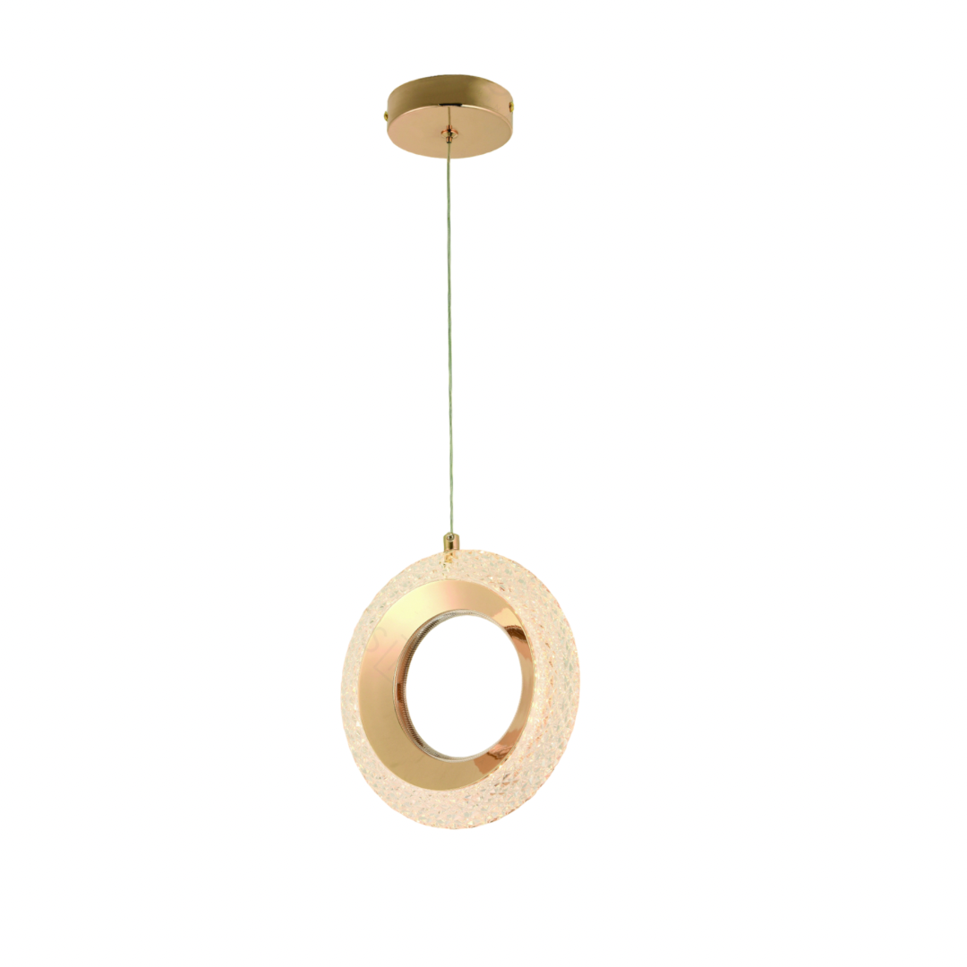 Lustre Pendente Argola Dourada Led 9w 20cm 3000k Bivolt Dcd02188 - 1