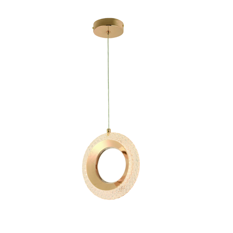 Lustre Pendente Argola Dourada Led 9w 20cm 3000k Bivolt Dcd02188