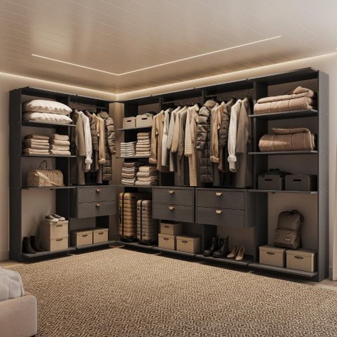 Closet Modulado 6 Gavetas Alasca Preto Touch Carraro