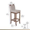 Ver imagem 3 de Kit 4 Banquetas Altas em Madeira Maciça Florença Bege/Pinhão
