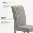 Ver imagem 6 de Conjunto Sala de Jantar Mesa Tampo MDF/MDP com 4 Cadeiras Miami Yescasa Off White/Freijó/Prata