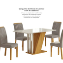 Ver mais imagens de Conjunto Sala de Jantar Mesa Tampo MDF/MDP com 4 Cadeiras Miami Yescasa Off White/Freijó/Prata