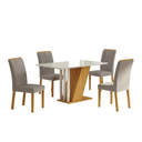 Ver imagem 2 de Conjunto Sala de Jantar Mesa Tampo MDF/MDP com 4 Cadeiras Miami Yescasa Off White/Freijó/Prata