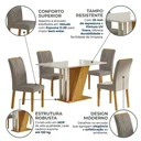 Ver imagem 5 de Conjunto Sala de Jantar Mesa Tampo MDF/MDP com 4 Cadeiras Miami Yescasa Off White/Freijó/Prata
