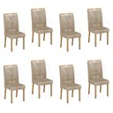 Ver imagem 1 de Kit de 8 Cadeiras para Sala de Jantar Pés em Madeira Maciça Lara Bege/Cinamomo/Veludo