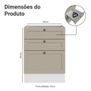 Ver imagem 2 de Balcão de Cozinha 60 cm 3 Gavetas (sem Tampo) Branco/Crema Vik Madesa