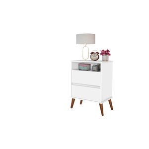 Mesa de Cabeceira On Estilo Retrô Cor Branco