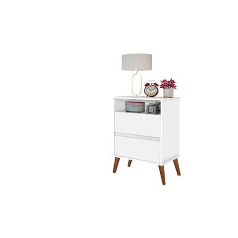 Mesa de Cabeceira On Estilo Retrô Cor Branco