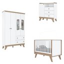 Ver imagem 2 de Quarto de Bebê Completo Berço 3 em 1 com Guarda Roupa 4 Portas e Cômoda Retrô Theo Espresso Móveis B