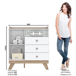 Quarto de Bebê Completo Berço 3 em 1 com Guarda Roupa 4 Portas e Cômoda Retrô Theo Espresso Móveis - 4