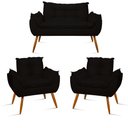 Ver imagem 1 de Kit Namoradeira Opala + 2 Poltronas para Sala Balaqui Decor Cor:preto