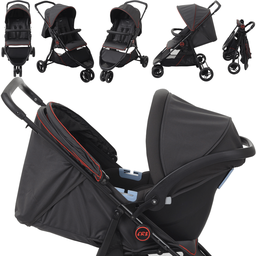 Carrinho com Moises Bebe Conforto Base Burigotto Cr3 Gray Red - 3