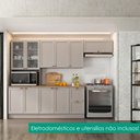 Ver mais imagens de Cozinha Armario 5 Peças Cristaleira Balcao com Tampo 270 cm Unna Gris Poliman